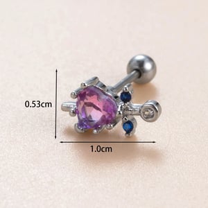 1 Piece Simple Series Classic Heart Titanium Steel Silver Color Zircon Women's Stud Earrings h5 